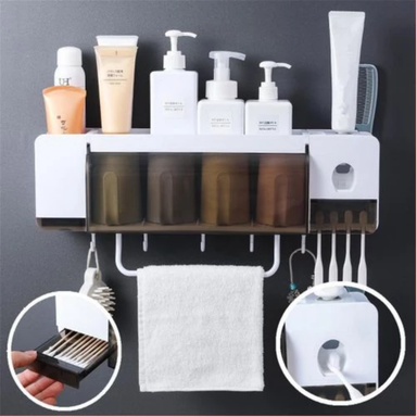 4 CUP WALL MOUNTED TOOTHPASTE DISPENSER 