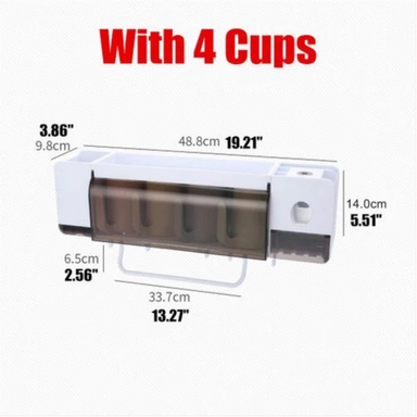 4 CUP WALL MOUNTED TOOTHPASTE DISPENSER 