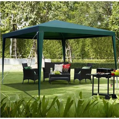 3x3 PE Tent for Outdoor Use: Green, Square, Basic Waterproof, Zipper Closure, Steel Frame, PE Fabric