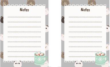 Cute Bear with a Green Cup A6 size (30 sheets)