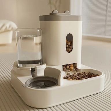 Automatic Pet Feeder & Water Dispenser Combo - Non-Electric, Battery-Free Cat and Dog Food Bowl Set