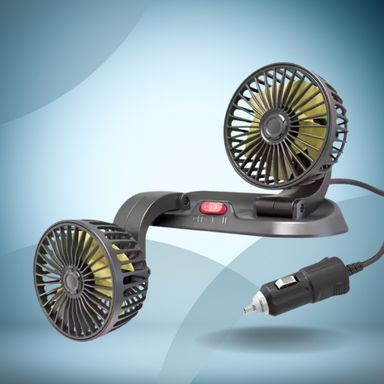 Ventilateur de Voiture antichaleur 12V à Double Tête Rotatif 360°