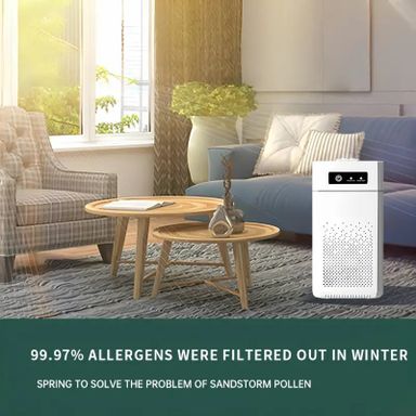 Versatile Large Room Air Purifier with Washable Filter - Quiet, Portable for Allergies, Smoke, Dust & Pollen - Ideal for Bedroom & Outdoor Use, USB Powered, White