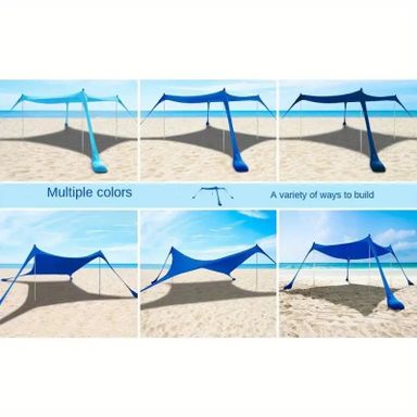 Ultimate Beach Shelter - Durable Windproof Sun Shade with Reinforced Ropes for Unbeatable Stability in Heavy Winds - Perfect for Beach, Park, Fishing, Vehicle Shading, Music Festival, and Sports Events