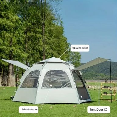 Portable Durable Tent, Easy To Set Up, Waterproof, Breathable, UV Protection, Two Doors And Four Windows, Six Sided Ventilation Design, For Outdoor Camping