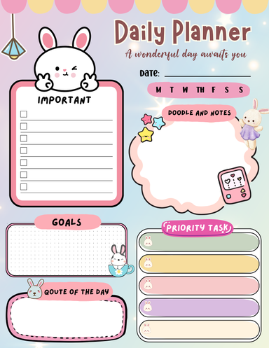 Bunny Daily Planner Notepad