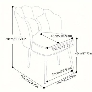 Scandinavian-Inspired Dining Chair with Backrest - Versatile for Bedroom, Makeup Vanity & Nail Art - Classic Fabric/Faux Leather/Metal Design