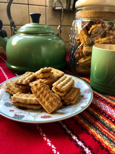 Traditional Coffee cookies with caramel filling