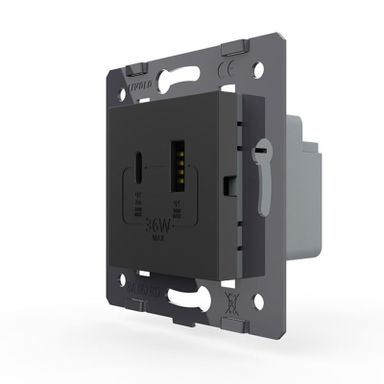 Mécanisme simple 36W USB A+B noir