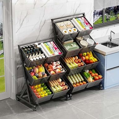 Multifunctional Metallic Vegetable/Fruits Cart Storage Rack