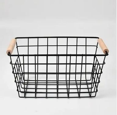 Metal Wire Storage Basket With Handle