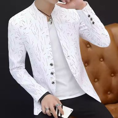 Men blazer suit Printed Slim Stand Collar Casual (Copy)