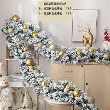 2.7M Christmas Pine Garland Snow Flocking Falling Cedar Rattan Artificial Greenery