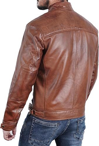 Leather Jackets for Men Fashion - Quilted Shoulders Mens Leather Jacket