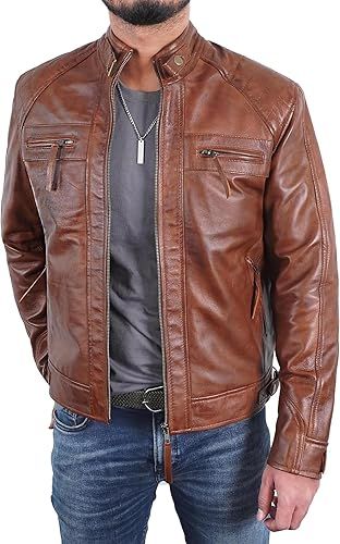 Leather Jackets for Men Fashion - Quilted Shoulders Mens Leather Jacket