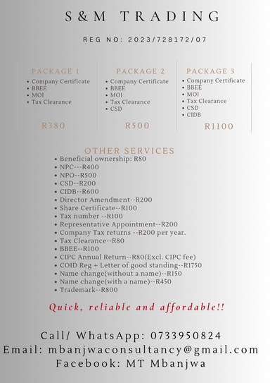 Company registration Package 1