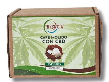 Café Organico con cannabis CBD Molido en caja de 24 sobres