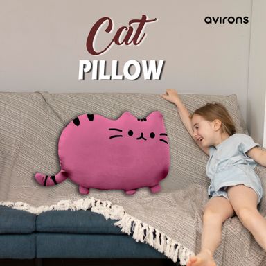 Cat Shape Kids Pillow for Kids Pink Color