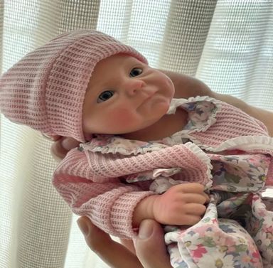 Lifelike Reborn 33.02cm Full Silicone Baby Doll in Pink Floral Outfit, Handcrafted Newborn Girl 