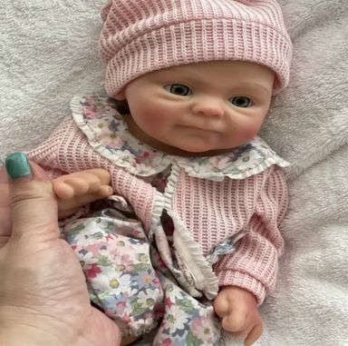 Lifelike Reborn 33.02cm Full Silicone Baby Doll in Pink Floral Outfit, Handcrafted Newborn Girl 