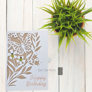 Floral Brown Kraft Insert Birthday Card