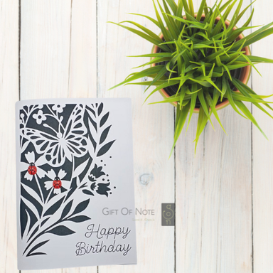 Floral Black Insert Birthday Card