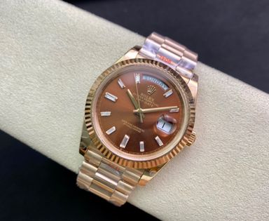 Super Clone Day-Date 40 Chocolate Diamond Dial RG President