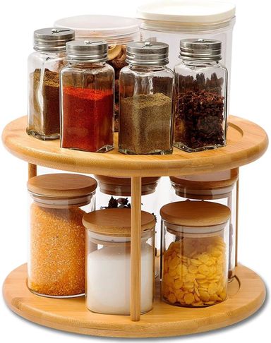 Bamboo rotating spice rack