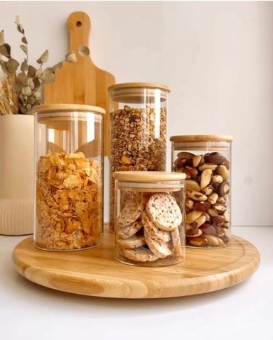 Single layer Bamboo rotating spice rack