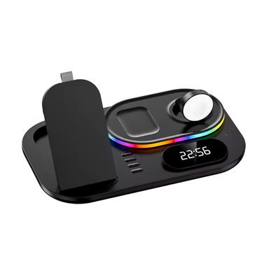 Station de Charge 3-en-1 pour Téléphone, Écouteurs et Smartwatch avec LED RGB