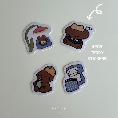 4 pcs Teddy vinyl stickers 