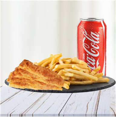 Medium Hake, Small Chips + 400ml Can