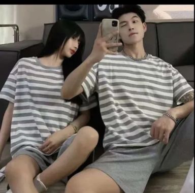 Stripped couples pajamas 