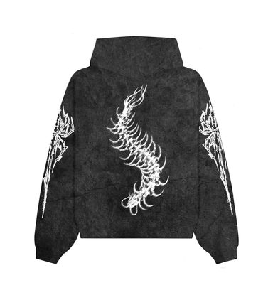 Dark Metal White Oversized Stonewashed Hoodie