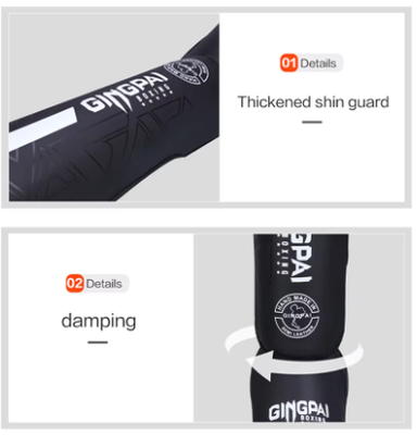 Boxing Shin Guards 2 Pcs Black Gold GINGPAI