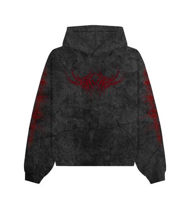 Dark Metal Red Oversized Stonewased Hoodie