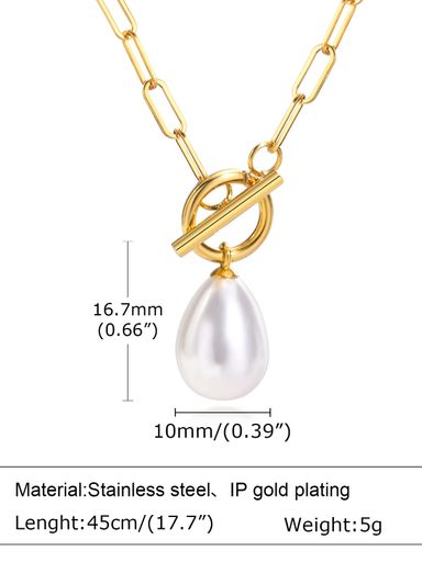 Stainless steel imitation pearl water drop necklace