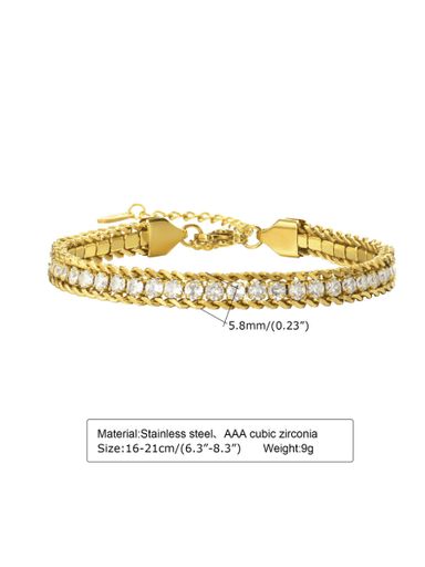 Stainless steel cubic zirconia link bracelet