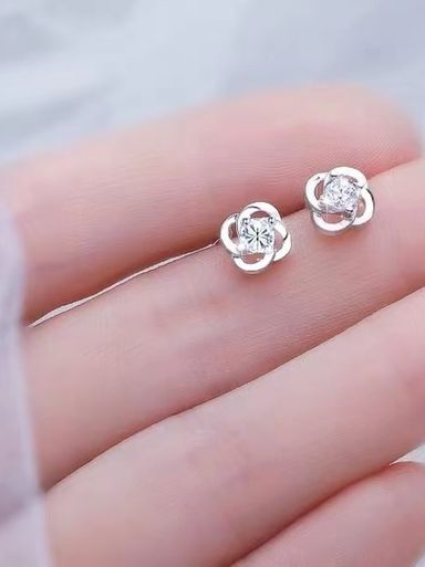 925 sterling silver cubic zirconia white  stud earring