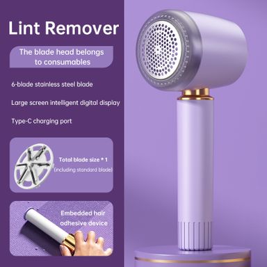 Portable Rechargeable Lint Remover/Fabric Shaver + Lint Roller + 3 spare replaceable blades