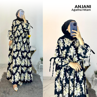 Dress Anjani Pita Rayon Diamond Set Hijab - All Size