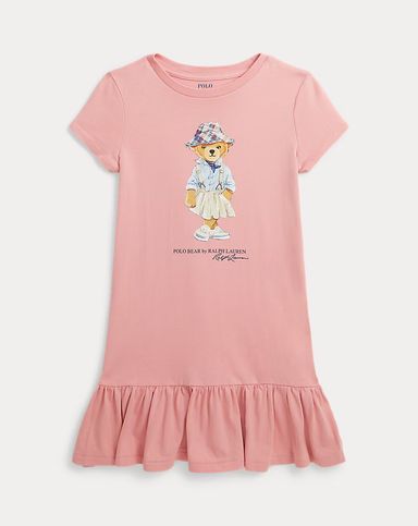 [G08] Polo Bear Cotton Jersey Tee Dress - Tickled Pink