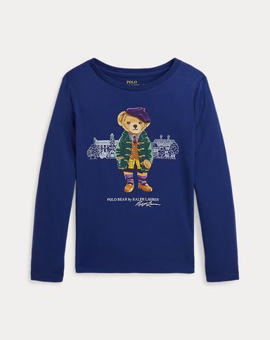 [G09] Polo Bear Cotton Jersey Long-Sleeve Tee - Chalet Blue