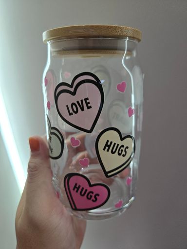 Valentines Day Candy UV DTF Libby Glass Cup (Ready Stock)