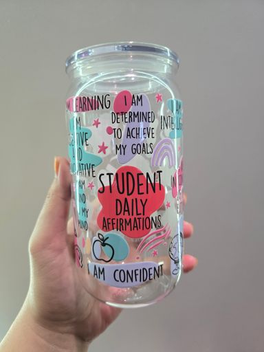 UV DTF Student Daily Affirmations Plastic Libby Cup (Ready Stock)