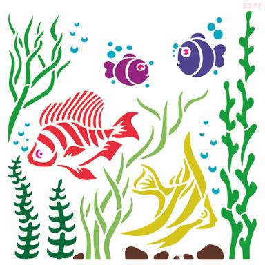 R368_Sea Animals Wall Stencil