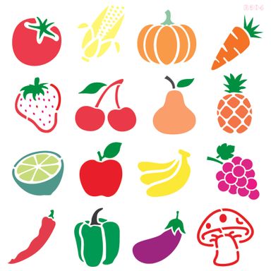 R504_Vegtables&Fruits Wall Stencil