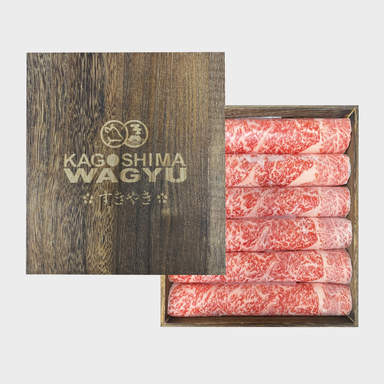 日本A5和牛肉眼(木盒裝6片壽喜燒)  Japanese Kagoshima A5 Wagyu Ribeye (6 Sukiyaki Slices in wood box) 350g