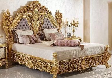 Royal Neo Classical Style Gold Leaf Gilding Bed, handmade Furniture