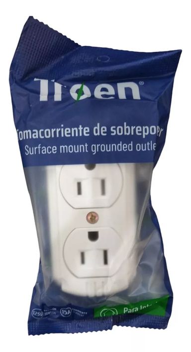 TOMA DOBLE C/TIERRA SOBREPONER BLANCA TROEN 8-734